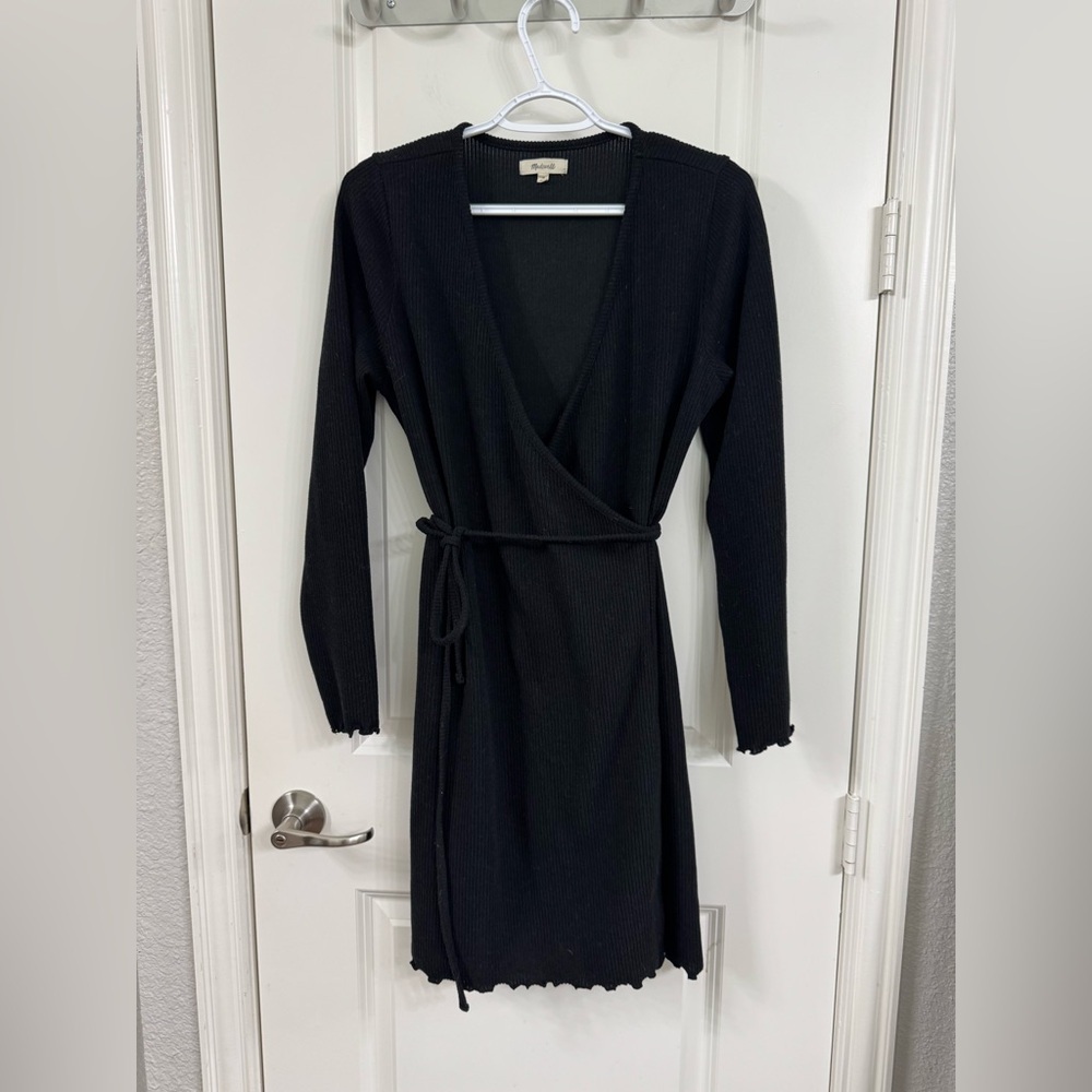 Madewell Black Long Sleeve Wrap Dress